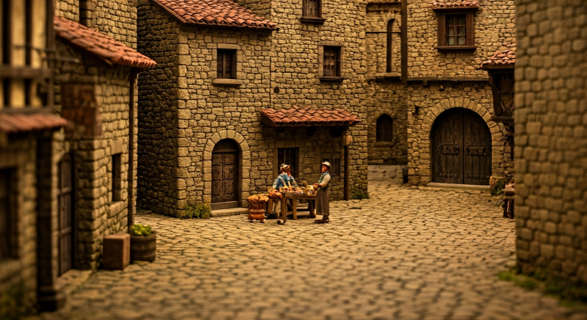 Diorama Borgo Medievale Italiano: Tecniche e Materiali — modello in scala